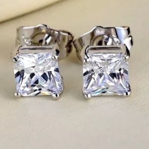 Princess Cut White Sapphire Gold Filled Earrings